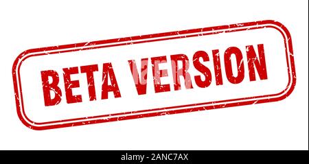Beta version Stempel. beta version Square grunge rote Zeichen Stock Vektor