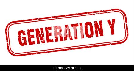 Generation y Stempel. generation y square Rot grunge Zeichen Stock Vektor