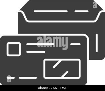 Umschlag und Kreditkarte Glyphe Symbol Öffnen. Führerschein, id silhouette Symbol. Negative space company Angestellter, Arbeiter-Attribut. E-Mail empfangen, Cor Stock Vektor