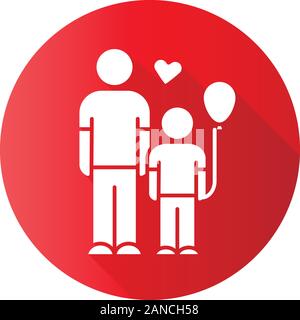 Waisen helfen, flache Bauweise lange Schatten glyph Icon. Kind Adoption Program. Volunteering Programm zur Unterstützung der mutterlose Kinder. Pflegefamilien. Familie - Typ ch Stock Vektor