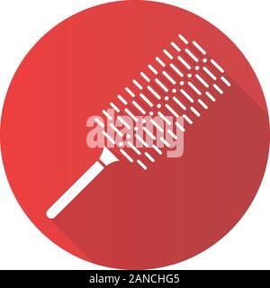 Kamm, flache Bauweise lange Schatten glyph Icon. Rundbürste volumen Frisur zu machen. Haarbürste für Wärme styling. Frau hairdress. Professional Hair Styling. Ha Stock Vektor