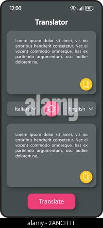 Translator software smartphone Schnittstelle vektor Vorlage. Mobile App Seite Farbe Design Layout. Text Übersetzung angezeigt. Flachbild-UI für die Anwendung. Choos Stock Vektor