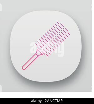 Kamm, Symbol der App. Rundbürste volumen Frisur zu machen. Haarbürste für Wärme styling. Frau hairdress. Friseur Werkzeug. UI/UX-Benutzeroberfläche. Web oder Mobile ein Stock Vektor