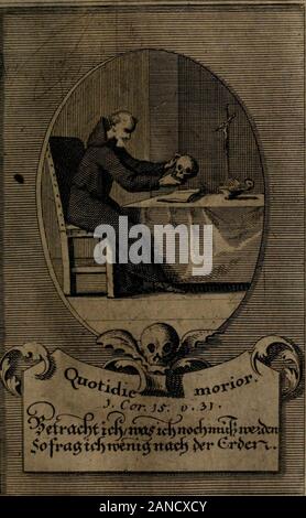 "Rev. S. Abraham a S. Clara... Besonders meubliert- und gezierte Todten-Capelle, oder, allgemeiner: Todten-Spiegel darinnen alle Menschen, wes Standes sie sind ..." (1711) Stockfoto