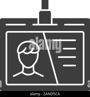 Dokument zur Identifizierung, ID-tag Glyph icon. Plastikkarte mit Foto silhouette Symbol. Negativer Platz Geschäftsmann persönlichen Badge. Mitarbeiter der Firma acc Stock Vektor