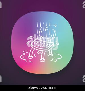 Dusche Stuhl App Symbol. Gerät für körperlich behinderte Menschen. Gelähmten Patienten die persönliche Hygiene. UI/UX-Benutzeroberfläche. Web oder mobile applic Stock Vektor