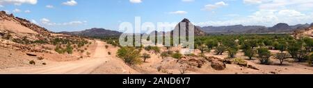 Panorama, Panorama, arib scrub Wüste, trockene Landschaft, Ugab Tal, Damaraland, Namibia, RM Afrika Stockfoto