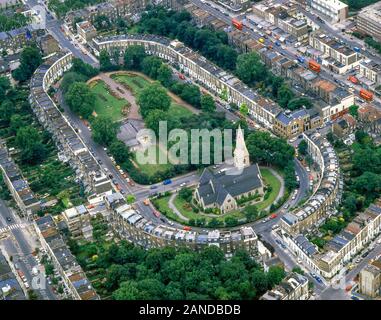 Luftaufnahme von Thornhill Square, Barnsbury, Londoner Stadtteil Islington, Greater London, England, Vereinigtes Königreich Stockfoto