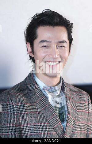 ------ Chinesische Schauspieler und Sänger Hugh Hu oder Hu Ge besucht die Premiere für die "Wild Goose Lake', einem chinesischen Verbrechen drama Film in Peking, China, 1 Deze Stockfoto