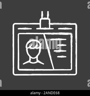 Dokument zur Identifizierung, ID-tag Chalk Symbol. Pass isoliert Vektor Tafel Abbildung. Plastikkarte mit Foto. Geschäftsmann persönlichen Badge. Stock Vektor