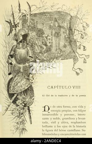 España, sus monumentos y Artes, su Naturaleza e Historia. surábase éste á complacerla; y Cuando los sitiadores tuvieron conocimiento de la aproximación de Don 30 2 34 BURGOS Alfonso, retirábanse de la Ciudad, dejándola Libre. Juzgán - dola demasiado alejada de Sus estados para que le fuera dabledisputar su posesión Largo tiempo á Los mahometanos, decidíaAlfonso á Doña Ximena y á los Compañeros del Cid á abando-nar Valencia; seguían Todos su consejo, Mas keine queriendo an los muslimes Sino los escombros de la hermosa Ciudad Rodrigo Díaz, quehabía conquistado poníanla Fuego en el momentode Teil Stockfoto