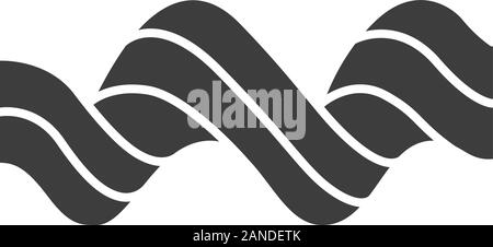 Sound spiral Wave glyph Icon. Silhouette Symbol. Musik, Rhythmus, Audio gewellt soundwave. Wellenlinie. Spektrum, Vibrationen, Lärm Kurve. Digital Waveform. Stock Vektor