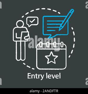 Entry Level chalk Symbol. Jobs für Absolventen. Arbeiten ohne vorherige Erfahrung. Teilzeitbeschäftigung. Minimale Berufserfahrung. Praktikum. Isoliert Stock Vektor