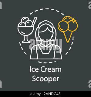 Eis scooper Chalk Symbol. Essen und Trinken service Job. Gastronomie, Cafe, Eisdiele Arbeiter, Angestellte. Teilzeitbeschäftigung. Entry-level Job. Isol Stock Vektor