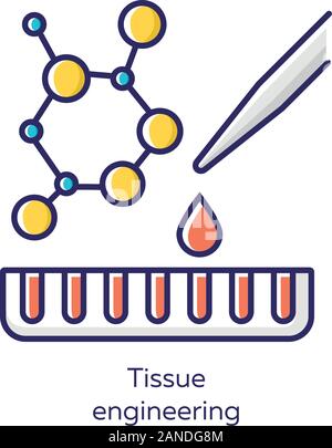 Tissue Engineering weiße Farbe Symbol. Die Kombination von Zellen und Molekülen in funktionelle Gewebe. Reparieren beschädigte menschliche Organe. Die Regenerative Medizin. Bioeng Stock Vektor