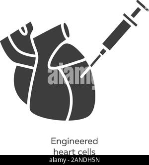 Ausgereifte Herzzellen Glyphe Symbole gesetzt. Human engineered kardialen Gewebe. HECTs. Herz Injektion. Bioengineering. Biotechnologie. Silhouette Symbole. V Stock Vektor