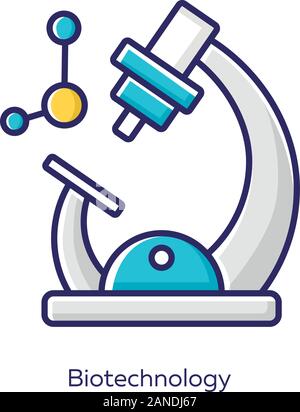 Biotechnologie graue Farbe Symbol. Biotech. Molekularbiologie. Mikroskop und Molekül. Forschung im Labor. Chemie Laborgeräte. Biochemie. Bioeng Stock Vektor