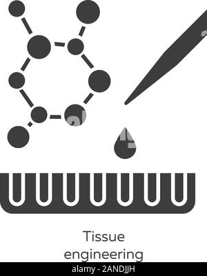 Tissue engineering Glyphe Symbole gesetzt. Die Kombination von Zellen und Molekülen in die Gewebe. Reparieren beschädigte menschliche Organe. Die Regenerative Medizin. Bioengineering. Si Stock Vektor