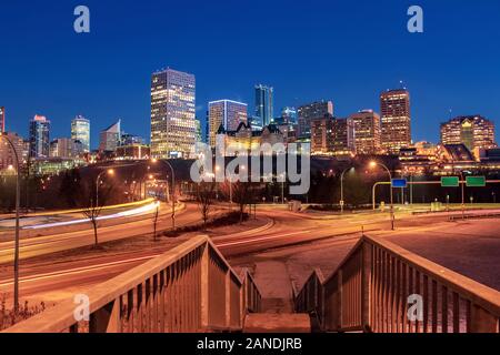 Edmonton Stadtbild bei Nacht Stockfoto