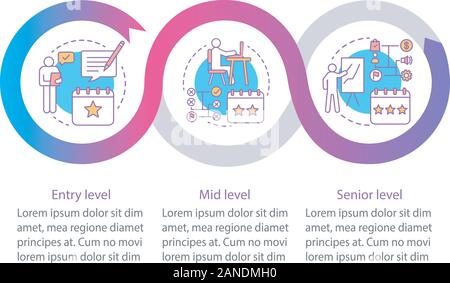 Berufserfahrung vektor Infografik Vorlage. Business Presentation Design Elemente. Daten Visualisierung mit drei Schritte und Optionen. Prozess timeline Stock Vektor