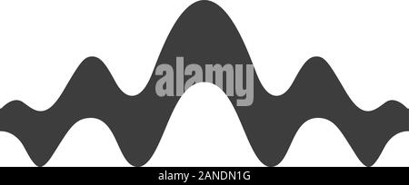 Fluid wave Glyph icon. Silhouette Symbol. Fließende Wellenlinien. Musik, Rhythmus, digitale Soundwave, Melodie Wellenform. Equalizer, sound abstrakte Kurve. Negat Stock Vektor