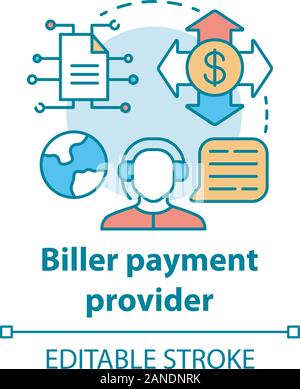 Biller Payment Provider Konzept Symbol. Abrechnung Idee dünne Linie Abbildung. Financial Service. Rechnung zur Verfügung stellen. E-Zahlung für Dienstleistungen. Vect Stock Vektor