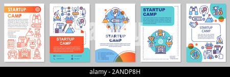 Startup Camp, professionelle Hilfe Broschüre Vorlage, Layout. Flyer, Broschüre, Prospekt print Design mit linearen Abbildungen. Vektor Seitenlayouts fo Stock Vektor