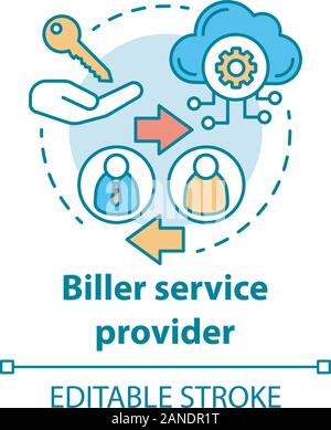 Biller service provider Konzept Symbol. Abrechnung Idee dünne Linie Abbildung. Dienstleistungen Bereitstellung. Rechnung zur Verfügung stellen. E-Zahlung für Dienstleistungen. Vektor Isola Stock Vektor