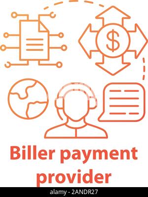 Biller Payment Provider Konzept Symbol. Abrechnung Idee dünne Linie Abbildung. Rechnung zur Verfügung stellen. E-Zahlung für Dienstleistungen. Financial Service. Vect Stock Vektor