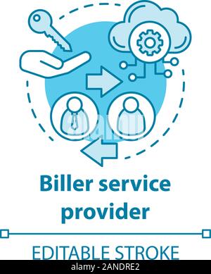 Biller service provider Konzept Symbol. Abrechnung Idee dünne Linie Abbildung. Rechnung zur Verfügung stellen. Dienstleistungen Bereitstellung. E-Zahlung für Dienstleistungen. Vektor Isola Stock Vektor