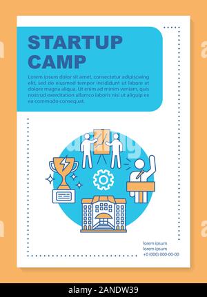 Startup Camp, Leadership Schule Broschüre Vorlage, Layout. Flyer, Broschüre, Prospekt print Design mit linearen Abbildungen. Vektor Seitenlayouts für maga Stock Vektor