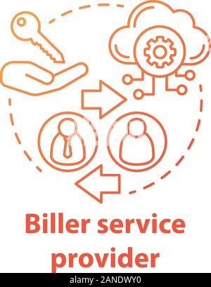 Biller service provider Konzept Symbol. Abrechnung Idee dünne Linie Abbildung. Rechnung zur Verfügung stellen. E-Zahlung für Dienstleistungen. Dienstleistungen Bereitstellung. Vektor Isola Stock Vektor