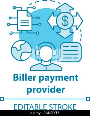 Biller Payment Provider Konzept Symbol. Abrechnung Idee dünne Linie Abbildung. Financial Service. Rechnung zur Verfügung stellen. E-Zahlung für Dienstleistungen. Vect Stock Vektor