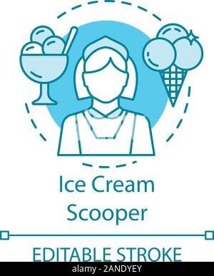 Eis scooper Konzept Symbol. Essen und Trinken service job Idee dünne Linie Abbildung. Catering, Eisdiele Arbeiter. Teilzeitbeschäftigung. Vect Stock Vektor