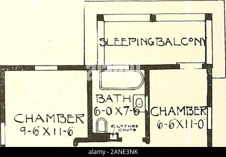 Der Plan Buch des Amerikanischen Wohnungen: Eine Zusammenstellung der ursprünglichen home Designs, vor, der dem tatsächlichen fotografische Fassaden und Grundrisse der preisgünstige Bungalows, Cottages, Wohnsitze. yrg-Jig RE.3 T K°°°°°° M KAMMER 13-0 12-0 3-6 X 12-0 Stockfoto