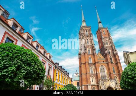 Dom St. Johannes der Täufer in Ostrow Tumski Insel in Wroclaw, Polen Stockfoto