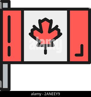 Flagge von Kanada flat Color Line Symbol. Stock Vektor