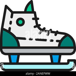 Schlittschuhe, Sportgeräte flachbild Color Line Symbol. Stock Vektor