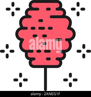 Candy - Glasschlacke, Zuckerwatte flachbild Color Line Symbol. Stock Vektor