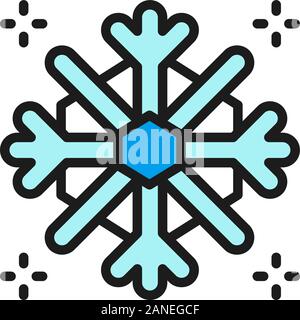 Schneeflocke, schnee, winter Flachbild Color Line Symbol. Stock Vektor