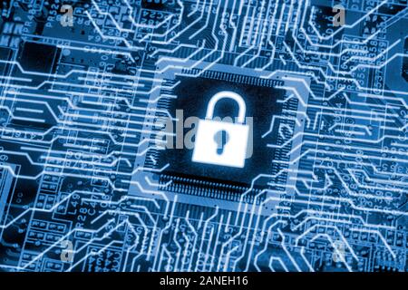 Elektrische Chip auf der grünen Platine, FBG D Stockfoto