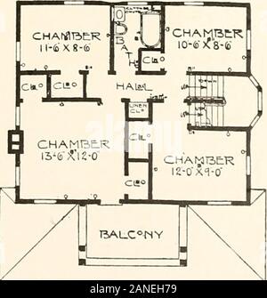 Der Plan Buch des Amerikanischen Wohnungen: Eine Zusammenstellung der ursprünglichen home Designs, vor, der dem tatsächlichen fotografische Fassaden und Grundrisse der preisgünstige Bungalows, Cottages, Wohnsitze. Komplette Pläne und Spezifikationen für die Verwendung von Denison Load-Bearing Fliesen, lizenziert unter Wilson-System Lager r alle Bau für $ 50 Bungalows, Cottages, RESIDENCES Stockfoto