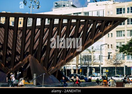 Tel Aviv Israel Januar 13, 2020 Detailansicht der Holocaust eine Erweckung Denkmal in Rabin Square, einem großen öffentlichen Platz der Stadt im Zentrum von Tel entfernt Stockfoto