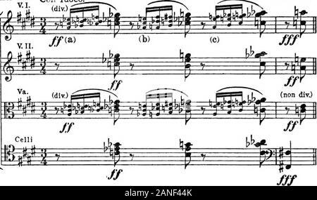 Moderne Harmonie, seine Erklärung und Anwendung. n 2 Ped. et Tres doux 128 moderne Harmonie am Beispiel von Strawinsky äußerst interessant ist, Asit präsentiert impressionistische Behandlung von drei verschiedenen chordsin Form der Hauptnote hetzt. Bei (a) Wir Triade thediminished haben, an Stelle (6) Übermäßiger Dreiklang, und (c) die chordof des Fünften mit dem Sechsten. Die Zeichenfolge, die einen Teil der formsonly Score, ist bloße Begleitung wichtig outhning des Holzes zu themore-Wind. Ex. 286. Con Fuoco, Stravinsky, Feuerwerk. Zahlreiche Beispiele für die Anwendung dieser Bestimmungen kann foundthroughout dieser Arbeit sein, aber Stockfoto