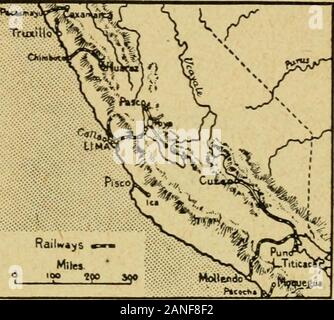 Die internationale Geographie. ruvianterritory, sind schiffbar durch Dampfer für 740 Meilen. Küste Abteilungen und Städte - Peru ist in eighteendepartments, acht davon an der Küste, acht in den hohen interiorand zwei völlig auf der östlichen schiffbare Flüsse unterteilt. Piura, die meisten northerndepartment an der Küste, hat sich die Hauptstadt San Miguel de Piura, byPizarro gegründet. Es liegt in einem fruchtbaren Tal, und eine Bahn fährt zu seinem Seehafen, Payia. weiter, entlang der Küste, kommt die neue Abteilung der Lambayeque, alsowith eine Bahn zum Hafen von Etcn. Libertad enthält die alte Stadt ofTruxillo, gegründet von Stockfoto