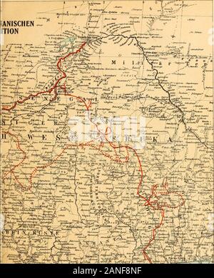 Auf dem Wege nach Atlantis; Bericht über den Verlauf der zweiten Reise- Zeitraum der D. a. w. In den Jahren 1908 bis 1910. Ausschnitt aus Srielers Hand-Atlas. (Gotha, Justus Perthes) Tafel Nr.1. iassad * * "&j^^ yyrofo U K u s B*&gt; Vita, Deutsches Verlagshaus Berlin = Ch. Stockfoto