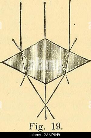 Ein Handbuch der fotografischen Chemie, Theoretische und Praktische. ough withoutsuffering Brechungsindex. Beachten Sie auch, dass es an der Oberfläche der Körper, die thedeflecting Kraft wirkt. Der Strahl ist verbogen auf Eingabe und verbogen. 329 wieder zu verlassen; aber während im Medium Es continuesin eine gerade Linie. Es ist daher offensichtlich, dass durch verschieden Modi-die Oberflächen der brechenden Medien fying die Strahlen von lightmay fast am Vergnügen umgeleitet werden. Dies wird durch ein paar einfache Diagramme, ^ In den Zahlen nach renderedclear sein wird, die gepunkteten Linien stellen perpen-diculars an der Oberfläche an der Stelle whe Stockfoto