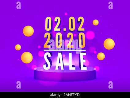 02.02, 2020 Shopping Tag verkauf Poster oder Flyer Design. 2. Februar 2020 Crazy Vertrieb online. Stock Vektor