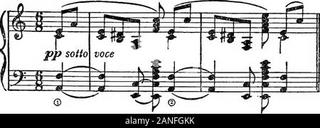 Moderne Harmonie, seine Erklärung und Anwendung. Ex.239. Lugubre. SCRIABINE, Prelude op. 51, N9.2.. Mit der zunehmenden Verbreitung von musikalischen Wertschätzung, bestimmte akkordischen Passagen neigen zu banal zu werden und der Notwendigkeit an der Tagesordnung. Es ist, als ob jemand Infor auf eine nachhaltige conversational Rallye durch somesions. ijajia ^j Bemerkung über das Wetter. Consequentlythe Komponist zählt auf, die viele Dieser chordal stepsfor gewährt und Effekte eine elision. Eine Der commonestapplications dieser Auftritt in der gewohnten pathetischen Trittfrequenz, wo die natürlichen Akkord nach dem Neapolitanischen Sechste ist Stockfoto