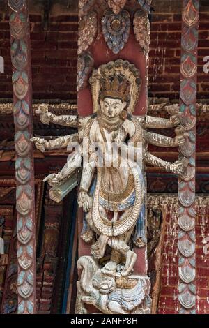 Multi-bewaffneten Tantrische Göttinen, Changu Narayan Tempel im Tal von Katmandu, Nepal Stockfoto